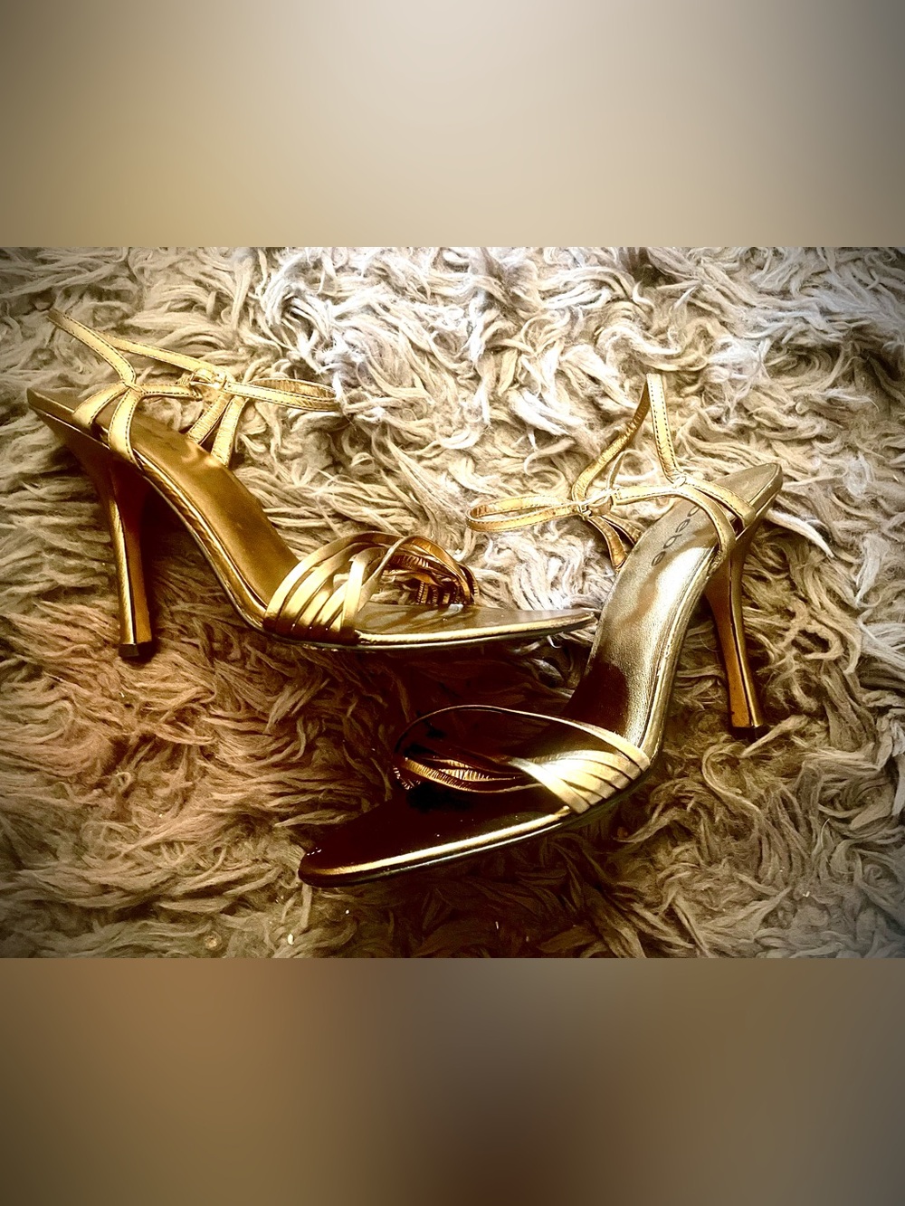 bebe Gold Strappy Heeled Sandals